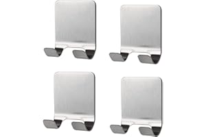alwaiiz 4 Stück Rasierer Halter Haken, Mehrzweckhaken Edelstahl Selbstklebende Rasiererhalter Wand Wasserdichte Badezimmer Haken Ohne Bohren für Decke Bad Küche Badezimmer (Silber)