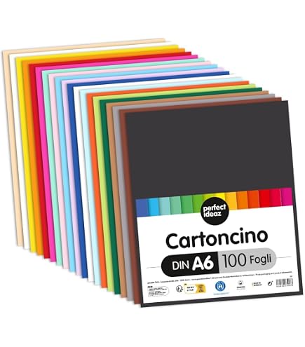 Cartoncini Colorati A4 140g 200fg Rismaluce Colori Forti Assortiti