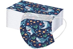 Lomelomme 50 Stück Mundschutz Kinder Einweg 3-lagig Niedlich Bedruckt Mund Nasenschutz Bedeckung, Atmungsaktiv MNS Bedeckung Maske-Tücher Bandana Halstuch für Jungen Mädchen