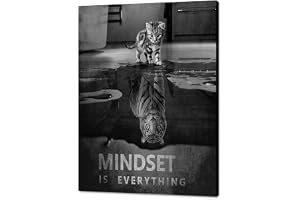 Cute Cat Canvas Prints Wall Art Tiger and Pictures Black White Animal Posters Painting Modern Inspiring Artwork Wooden Decorations for Guest Room Office Home Framed Ready to Hang-18”Wx24”H