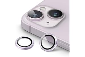 JETech Ochraniacz Obiektywu Aparat dla iPhone 14 6,1 Cala i iPhone 14 Plus 6,7 Cala, 9H Szkło Hartowane Metalowy Indywidualny Pierścień Cover, HD Przezroczyste, 1 Komplet (Fioletowy)