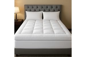 LOOMERIG Premium 4-Inch/10cm Microfiber Mattress Topper kingsize bed– Soft and Fluffy Mattress Topper with Box Stitching for Enhanced Comfort (King - 150x200cm)