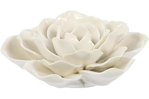 Ceramic Camellia Flower Incense Holder for Sticks with Ash Catcher,Incense Burner for Meditation Yoga Spa Room Decor Perfect Jaali Carving for Gifting (White)