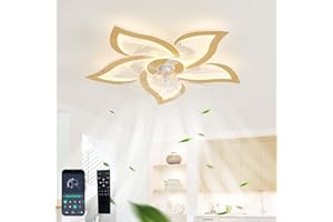 GWYAJTU Design Ventilator Mit Licht Leise Moderne Dimmbar LED Lampe Mit Ventilator DC Reversibel 6 Gang Deckenventilator Mit Beleuchtung Und Fernbedienung Für Schlafzimmer Wohnzimmer-Wood grain
