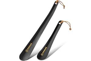 ZOMAKE Długi Łyżka do Butów, 30cm Długa Metalowa Łyżka do Butów dla Mężczyzn, Kobiet i Seniorów, 19cm Mała Chausse-pied Pomocek na Buty Piłkarskie ze Sznurkiem
