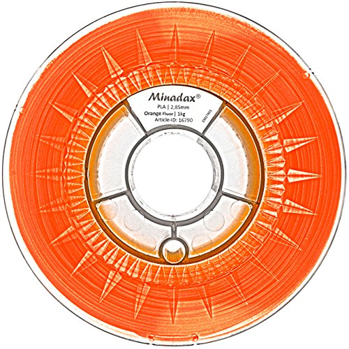 Minadax® 1kg Premium Qualitaet 3mm (2,85mm) PLA-Filament orange fluoreszierend mit UV-Licht fuer 3D-Drucker hergestellt in Europa - 2