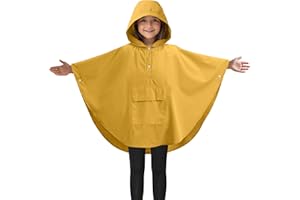 JEMIDI Kinder Regenponcho Wasserdicht - Regencape für Jungen und Mädchen - Atmungsaktiver Unisex Regenmantel - Regencape Kinder - Regenschutz Poncho Kinder versch. Größen
