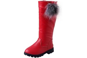 WUIWUIYU Fille Bottes de Neige en Cuir,avec Fermeture éclair Latérale