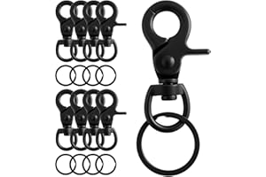PETERMALLON 16Pcs Mosquetón Giratorio,360°Cierre Giratorio Con Articulación Giratoria Con Mosquetón Llavero, Mosquetone Pequeños De Aleación De Zinc, Mosquetone Pequeños De Negro Para Correas De Perro Llave