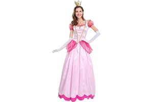 IMEKIS Women Aurora Costume Sleeping Beauty Fancy Dress Up Long Tulle Skirt with Gloves Adult Fairy Tale Princess Christmas Carnival Cosplay Party Dress
