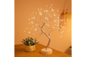 XhuangTech Tabletop Bonsai Tree Light with 108 LED Copper Wire String Lights,Battery/USB Operated DIY Artificial Tree Lamp for Bedroom Desktop Christmas Party Indoor Decoration Lights (Warm White)