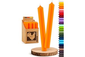 ‎MISS LOVELY Stabkerzen 10 Stück Tafelkerzen durchgehend gefärbt Spitzkerzen für die Tisch-Deko zur Hochzeit Weihnachten & Party Farbe: Orange Höhe:18cm
