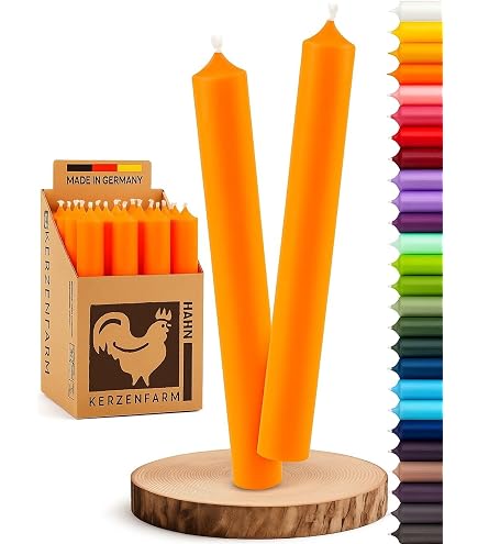 luterna Stabkerzen aus Paraffin, 180/22 mm, Neon-Orange, KERZENFARM HAHN, Brenndauer ca. 8h, 25 Stück pro Verpackung