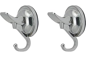 LUMENTY SFTlite Crochet Ventouses Système de vide à Crochets Serviette Durable Fixation Puissante Crochets d'aspiration Vacuum Plastique Pour Carreau et Porte de Cuisine Salle de Bains Verre 2 Pièce-Chromé