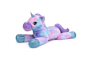 Yeqivo Unicornio Gigante Juguetes Peluche Grande Arcoíris Púrpura Unicornio Animales de Peluche （Azul,80CM