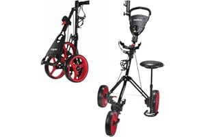 Caddymatic Golf X-TREME 3 Wheel Push/Pull Golf Cart with Seat Black/Red