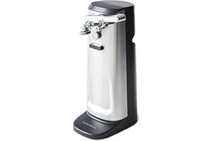 Morphy Richards 3-in-1 Electric Tin Can Opener, Knife Sharpener and Bottle Cap Remover, Magnetic Lid Holder, Hands Free, Safe Cleaning, Automatic Start and Stop, Cord Storage, Stainless Steel, 432030