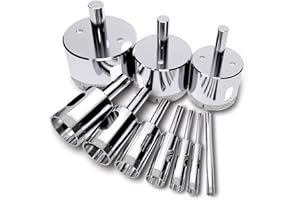 AniSqui zestaw frezów do otworów do płytek (10 szt. otwornic do płytek), diamentowe otwornice (narzędzia do usuwania szkła, porcelany, ceramiki, kamienia granitowego) 4-50 mm