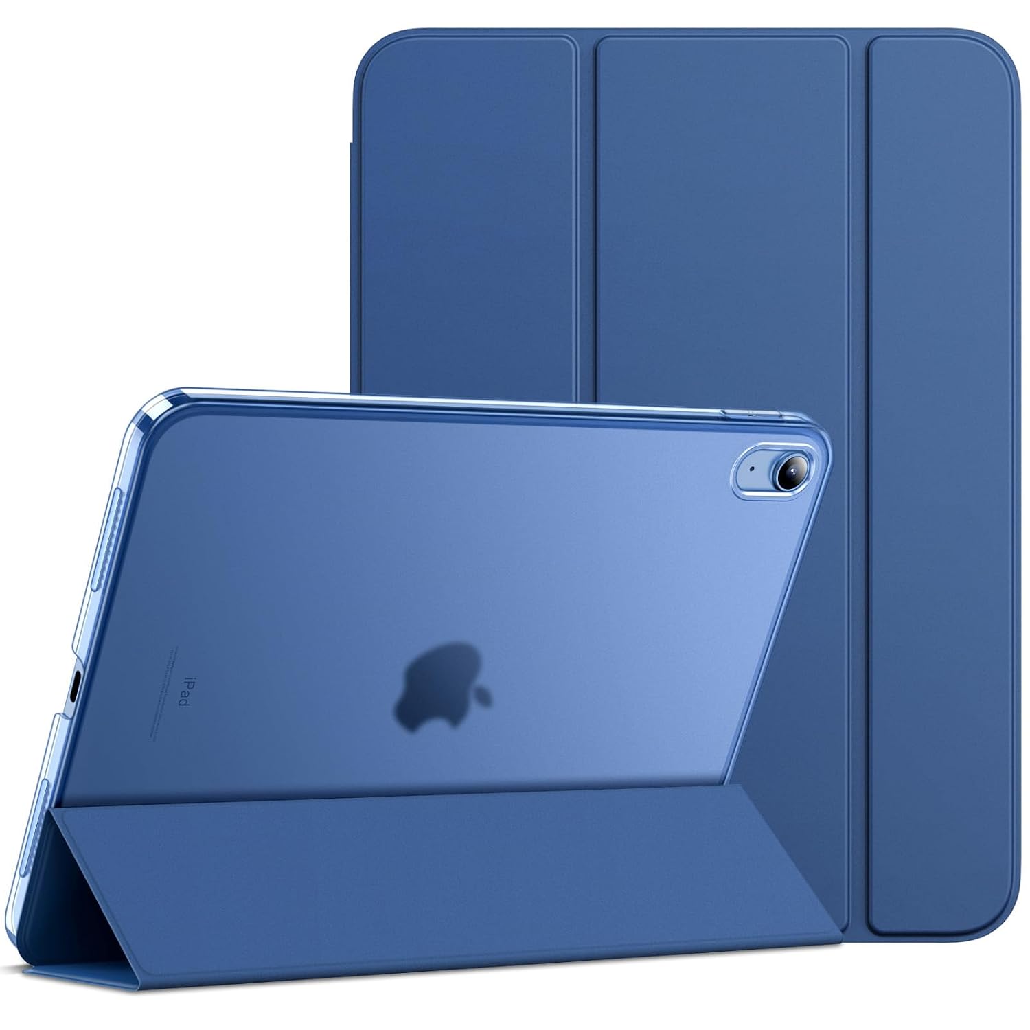JETech Hülle für iPad (A16) 11./10. Gen, Navy | Für 2025/2022 Modell, Schlanke Transluzent Rückseite, Dreifach-Ständer, Auto Schlafen/Wachen, Stoßschutz