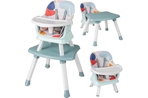 COSTWAY High Chairs for Babies and Toddlers, 6 in 1 Convertible Highchair/Table Chair Set/Building Block Table/Booster Seat/Toddler Chair with Safety Harness, Removable Tray (Colorful, 58x58x98cm)