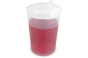 LIFE WITH DIGNITY Vaso de plástico con tapa para beber | Vaso para adultos para beber Copa para personas mayores Vasos de plástico Copa para discapacitados Vaso para adultos mayores Vaso pequeño con boquilla para beber