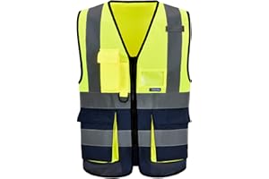 AYKRM 21 Farben Sicherheitsweste Warnweste Reflektierendes WarnschutzWeste Warnweste mit Reflektorstreifen mit Reißverschluss und Taschen Arbeitsweste