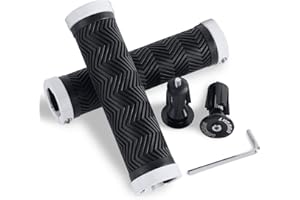 LYCAON Puños de Manillar de Bicicleta, Dos Lados de Bloqueo Antideslizante de Caucho Mango de Bicicleta con Bloqueo de aleación de Aluminio, Agarre de la Bici