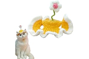 Hjvvr Cat Hat,Flower Hand Made Bunny Rabbit Dog Hat,Knitted Kitty Yellow Cap for Birthday Christmas Halloween Party