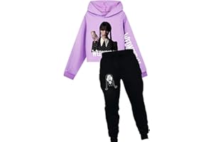 drola Wednesdays Mercredi Série TV Addams 3D Hoodie+Sweatpant Sets, Survêtement Pull et Jogging Set Casual pour Filles Enfants