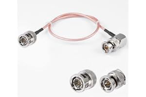 Vecys BNC Męski na BNC Męski Prosty Kąt Kabel 75ohm BNC Męski Męski Prosty Kąt HD-SDI RG179 RF Koncentryczny Kabel Połączeniowy Pigtail 20"/50cm do Kamery Magnetowidowej Marine CB Radio CCTV Monitor