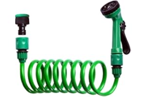 Ayizhiniu Tubo Flessibile a Spirale Irrigazione, Acqua Tubo Estensibile da Giardino, Spirale Giardino con 5 Funzioni Spruzzo, Applica Giardinaggio Irrigazione Prato (20cm)