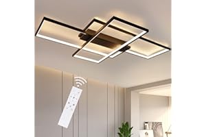 GBLY Lámpara de Techo LED Moderna - Lámpara de Salón Grande Negra Regulable con Control Remoto Lámpara de Habitación geométrica 51W Iluminación de Techo (100x70x8cm)