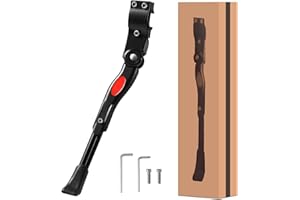 Vinabo Caballete Lateral para Bicicleta, Altura Ajustable, Soporte Ajustable de Aleación de Aluminio, para Bicicletas de 24-27 Pulgadas, BMX, 700c, MTB