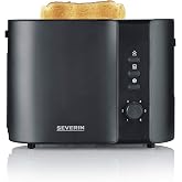 SEVERIN Automatic Toaster with 2 Toast Slots with Bun Attachment Stainless Steel for Toasting Defrosting and Heating 800 W Matt Black/AT 9552 Matte Black [Energy Class B]