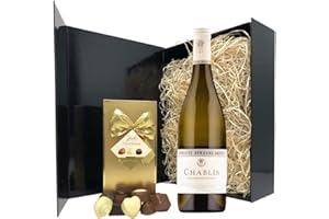SPARKLING DIRECT Chablis Gift Set - Chardonnay Wine and Chocolates Gift Hamper Box - Birthday, Christmas Gifts for White Wine Lovers