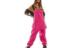 Generisch Latzhose Damen Winter Fleece Jumpsuit Lässig Lockere Ärmelloser Overall Autumn Warm Flauschige Latzhosen Playsuit Verstellbare Riemen Baggy Hose Mit Taschen
