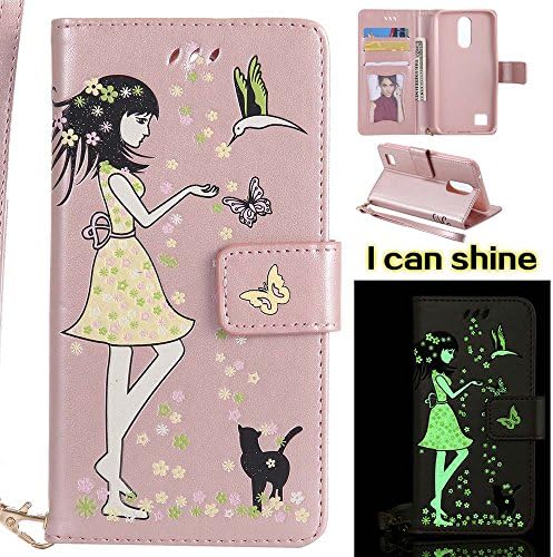 LG K10 2017 Case , COOSTOREEU Premium PU Leather Wallet Case with [Kickstand] [Card Slots] [Magnetic Closure] [Luxurious Hand Strap] Flip Notebook Case for LG K10 2017, Rose Gold