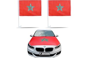 Sonia Originelli Fanset Fanartikel für das Auto Motorhaubenfahne Fensterfahnen Spiegelüberzieher Magentflaggen Farbe: Marokko