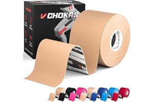 CHOKAS Kinesiology Tape 5m Roll, Elastic Therapeutic Sports Tape for Shoulder,Ankle,Elbow,Wrist,shin,Splints and Knee Support, Waterproof Physio Body Tape for Muscle Pain Relief, Boob Tape (Skin)