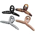 Nalodu Hair Claw Clips Large 4.3 Inch No Slip Big Matte Jaw Butterfly Clip Clamp 4 Colors for Thin Fine Thick Hair Women, 4 Pack