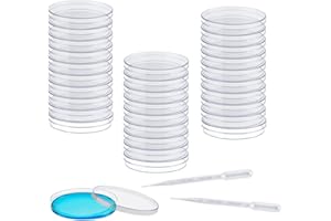 Gukasxi Lot de 30 boîtes de pétri stériles en plastique (avec couvercle) 90 mm de diamètre avec 30 pipettes de transfert en plastique 3 ml pour expériences scientifiques en laboratoire