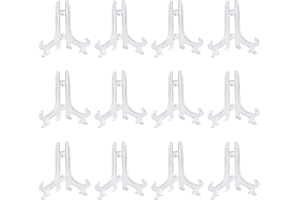 Cretty-Meet 12pcs 3" Mini Clear Plastic Easels, Little Display Stands Plate Holders Small Table Easel for Displaying Cards or Other Items at Weddings, Home Decoration, Birthdays, Tables