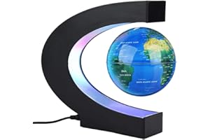 TMISHION Globe Terrestre Lumineux Flottant, Ballon de lévitation magnétique en forme C Flottant Magnétique Levitation Lamp Lumières LED Base Forme Décorations Maison Cadeau Creative et Festive (bleu)