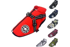 ENGEL WEMANG Gilet pour Chien - Manteau imperméable - avec Harnais - pour Hiver Chaud et Doux - 12 Couleurs - Rouge M