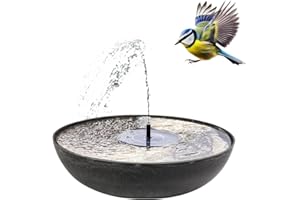 MATCHES21 HOME & HOBBY Juego de fuentes solares para exteriores, 45 cm, carcasa antracita, fuente solar flotante y cuenco decorativo vintage como fuente de jardín al aire libre, decoración de jardín, balcón, juego de agua