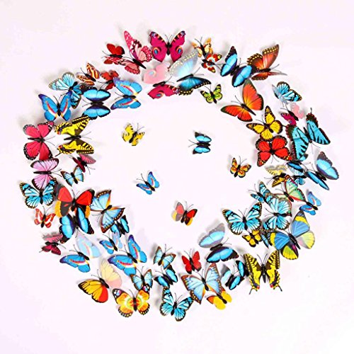 Huayang 12 Stück 3D Schmetterling Wandaufkleber Corlorful Simulation Design Aufkleber Dekoration des Zimmer (grün) - 6