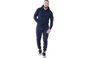 Fashionesta Flowk® Men’s Plain 2-Piece Tracksuit Set - Fleece Sweatshirt Hoodie and Jogging Bottoms, Winter Warm Loungewear with Kangaroo Pocket & Drawstring Waist, Plus Sizes S-XXL