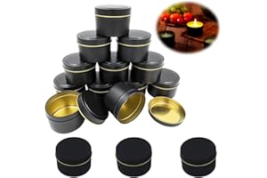 HJYDGJ Kerzendosen Leer Mit Deckel, 15 Stück Kerzengläser Leer Mit Deckel, Leere Dosen Für Kerzen, Schraubdeckel Metalldosen 50 * 40mm Für DIY Kerzen Handwerk Schmuck Kerzenherstellung (black)