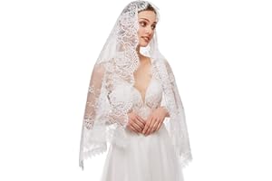 BYUTFA Voile mantille catholique en Dentelle, Motif Floral élégant, Doux et Confortable pour Couvre-Chef pour Femmes, messe Latine pour l'infini
