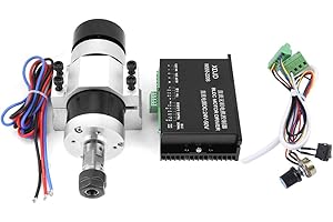 JECTSE 500W ER16 Bürstenloser Spindelmotor, Hochgeschwindigkeits-Luftkühlungsspindelmotorsatz, mit Treiberklemme, für Graviermaschine, Unterstützung CW/CCW, 12000R/Min